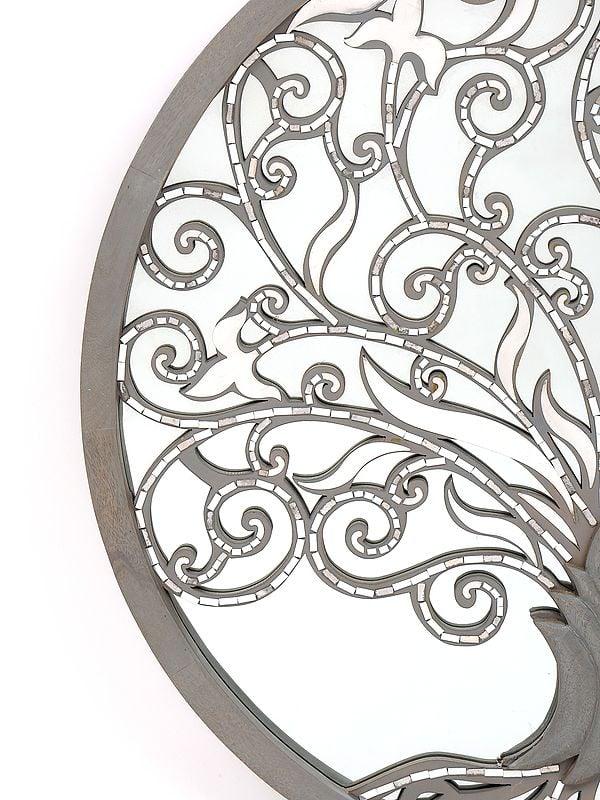 Exotic India 42" Round Shaped Tree Of Life With Mirror Design | Home Decor