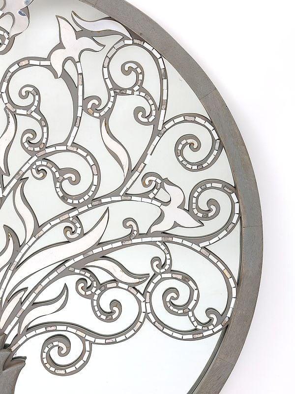 Exotic India 42" Round Shaped Tree Of Life With Mirror Design | Home Decor