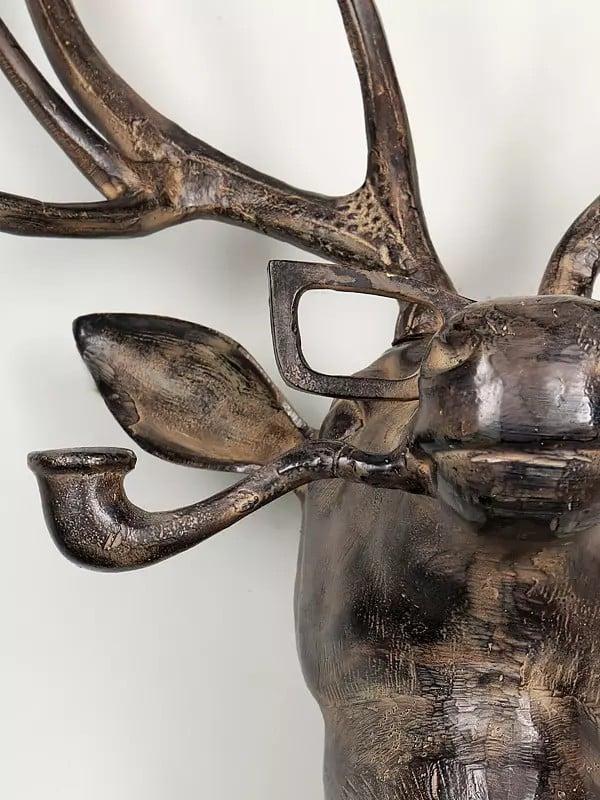 Exotic India 43" Brass Modern Deer Statue | Wall Hanging | Home Decor 