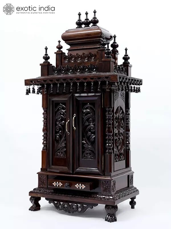 Exotic India 43" Designer Ganesha Temple With Double Doors 