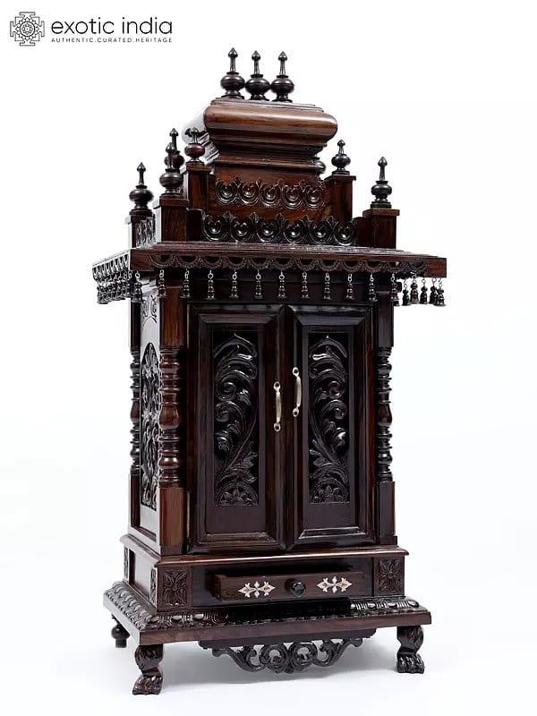 Exotic India 43" Designer Ganesha Temple With Double Doors 