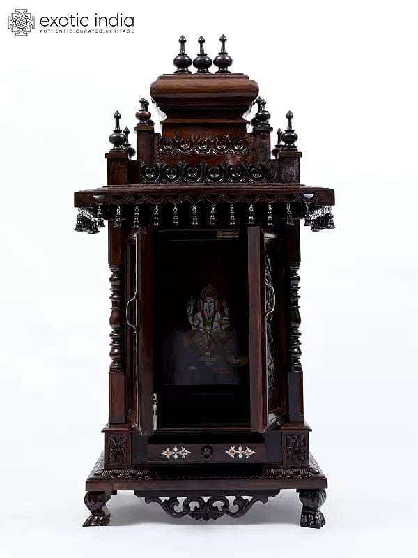exotic india 43" Designer Ganesha Temple with Double Doors 