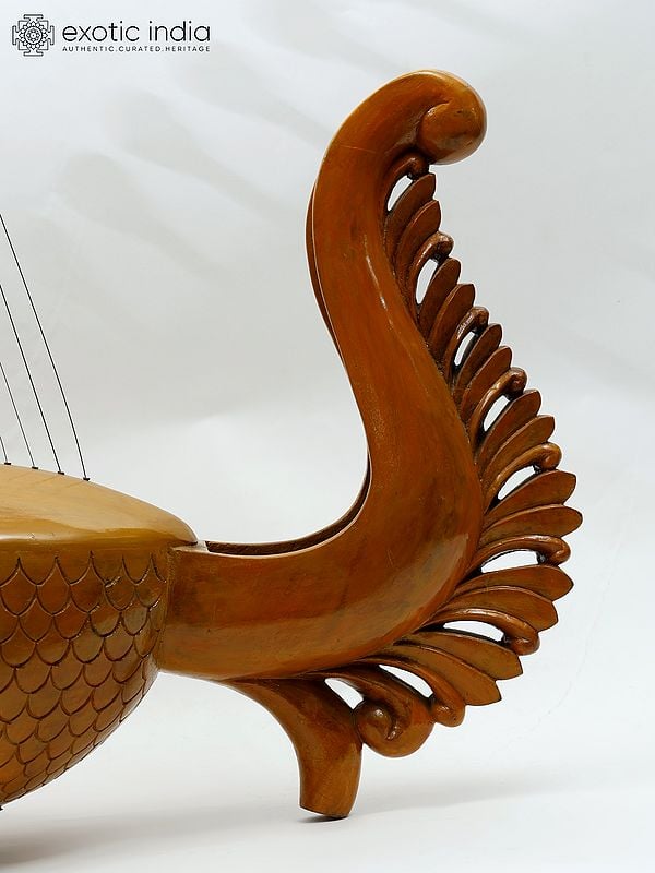 Exotic India 44" Large Designer Wooden Sitar | Stylish Musical Decor