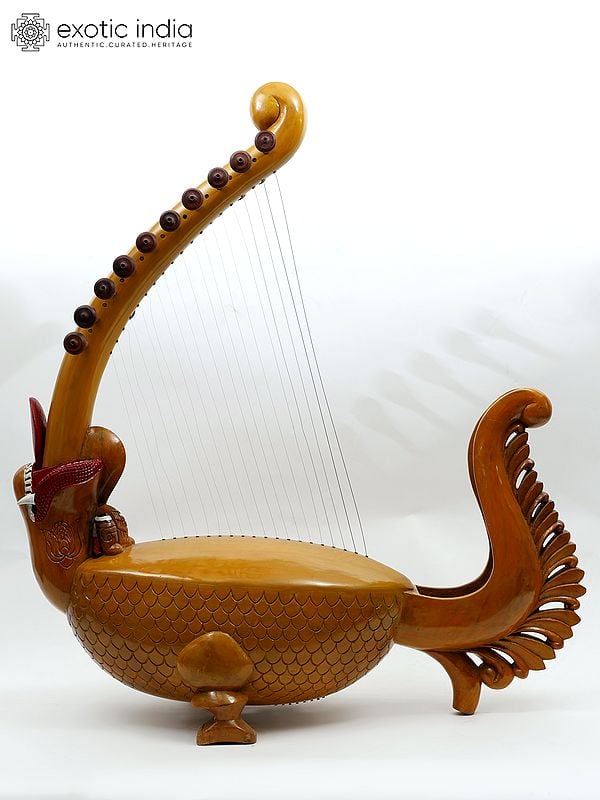 exotic india 44" Large Designer Wooden Sitar | Stylish Musical Decor 