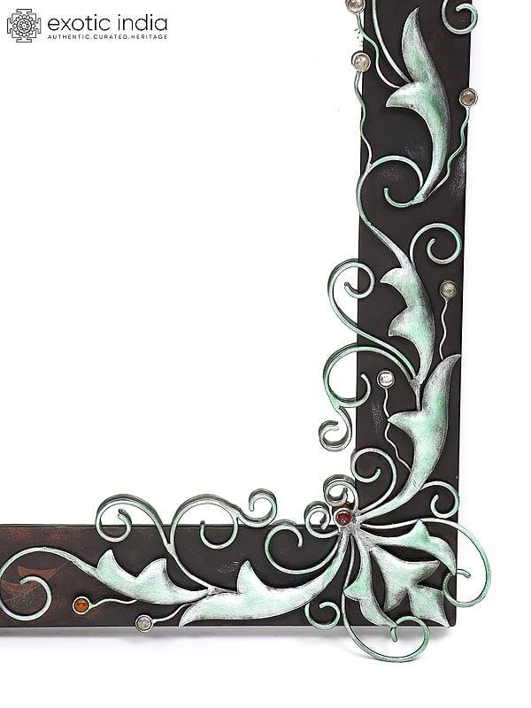 Exotic India 44" Scroll Design Wall Hanging Mirror | Home Decor