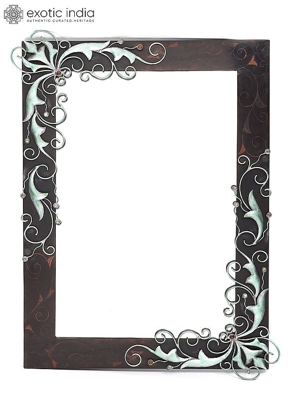 exotic india 44" Scroll Design Wall Hanging Mirror | Home Decor 