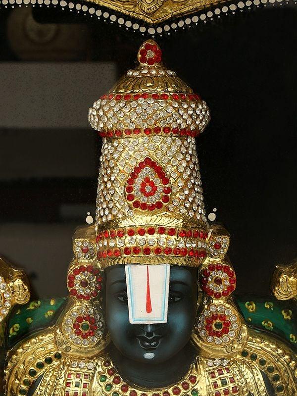 Exotic India 45" Lord Venkateshwara Gold Leaf Tanjore Painting With Frame