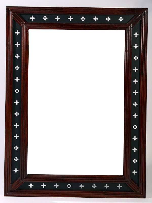 exotic india 45" Rectangular Shape Wood Framed Mirror Wall Hanging 