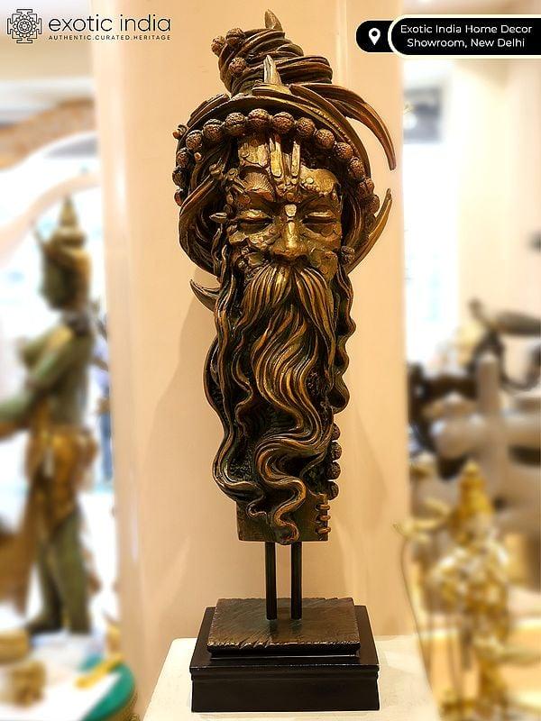 Exotic India 48" Large Aghori Sculpture On Wood Base | Artist Manoj Das 