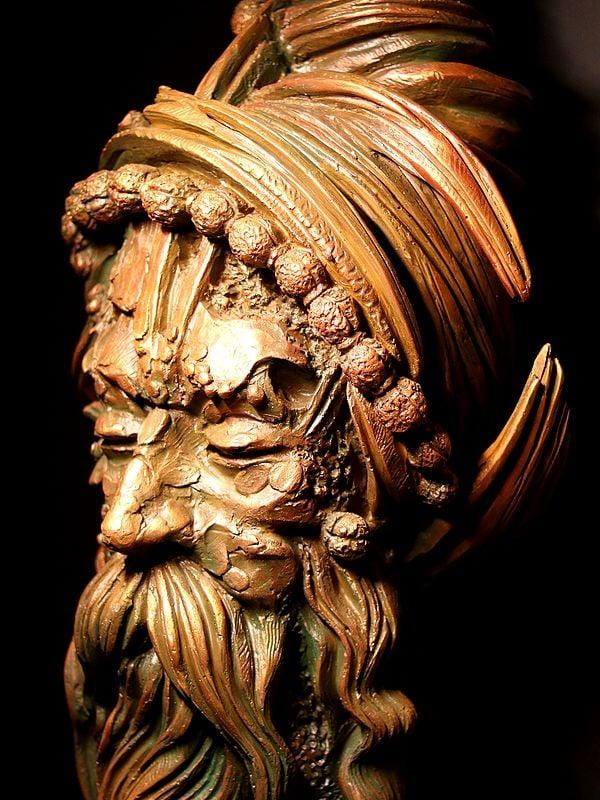 Exotic India 48" Large Aghori Sculpture On Wood Base | Artist Manoj Das 