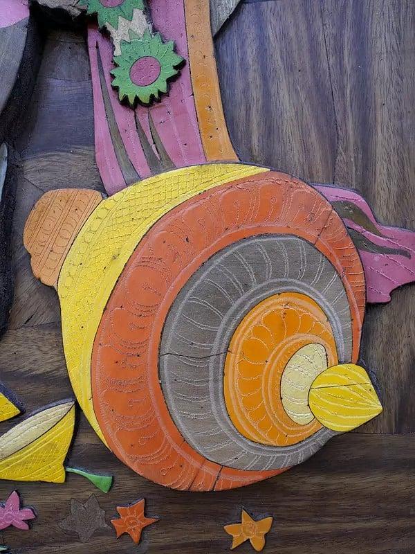 Exotic India 48" Large Shri Ram Bhakta Hanuman | 3D Wall Panel In Rosewood With Inlay Work 