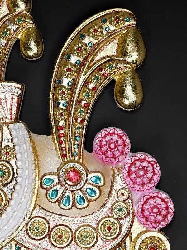 Exotic India 48" Large Shrinathji Wall Hanging Statue With Gold Work 