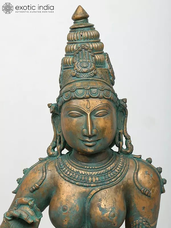 Exotic India 48" Large Standing Devi Uma (Goddess Parvati) | Bronze Sculpture 