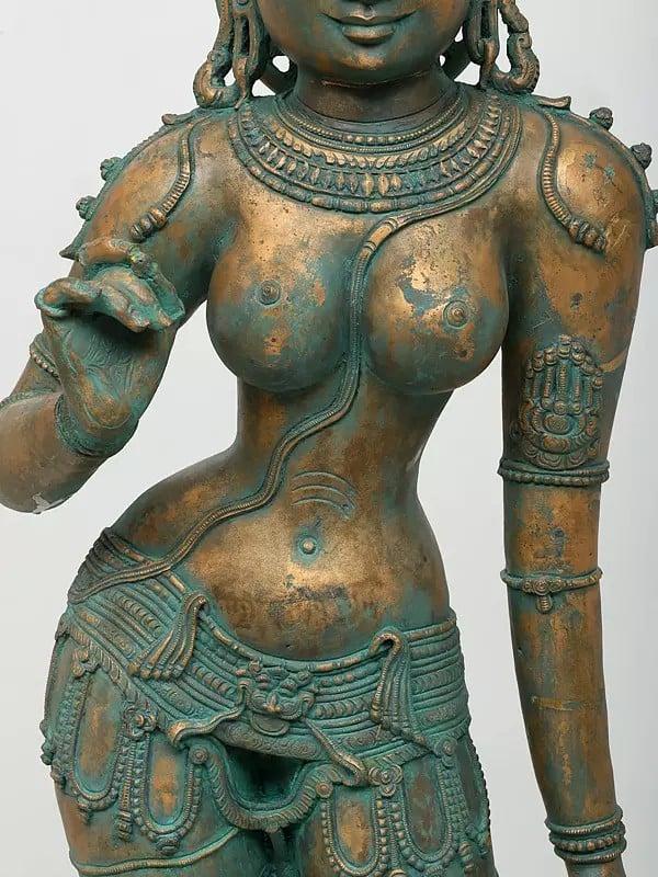 Exotic India 48" Large Standing Devi Uma (Goddess Parvati) | Bronze Sculpture 
