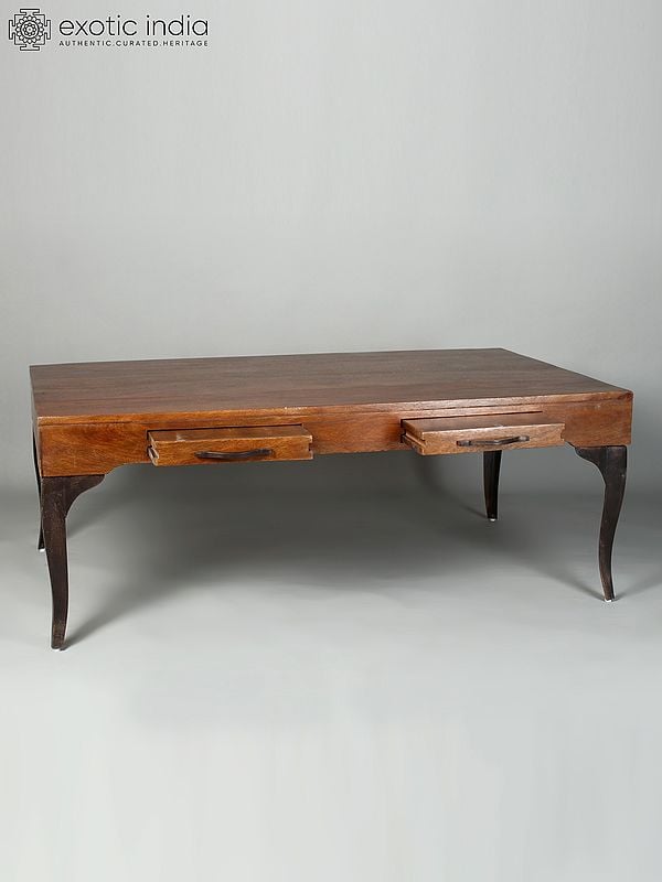 Exotic India 48" Large Traditional Wooden Coffee Table 