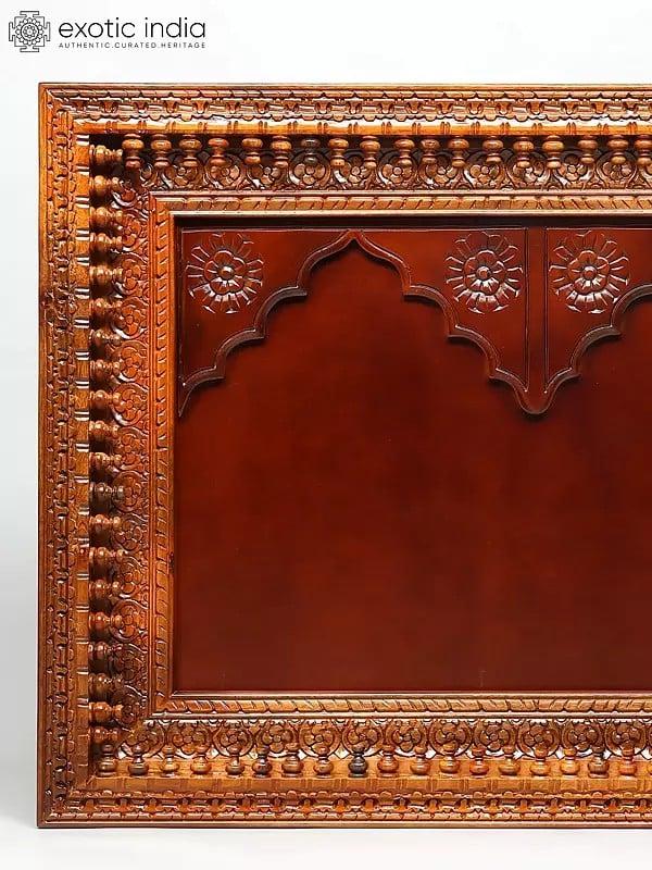 Exotic India 48" Large Wood Carved Temple Design Frame | Wall Hanging 