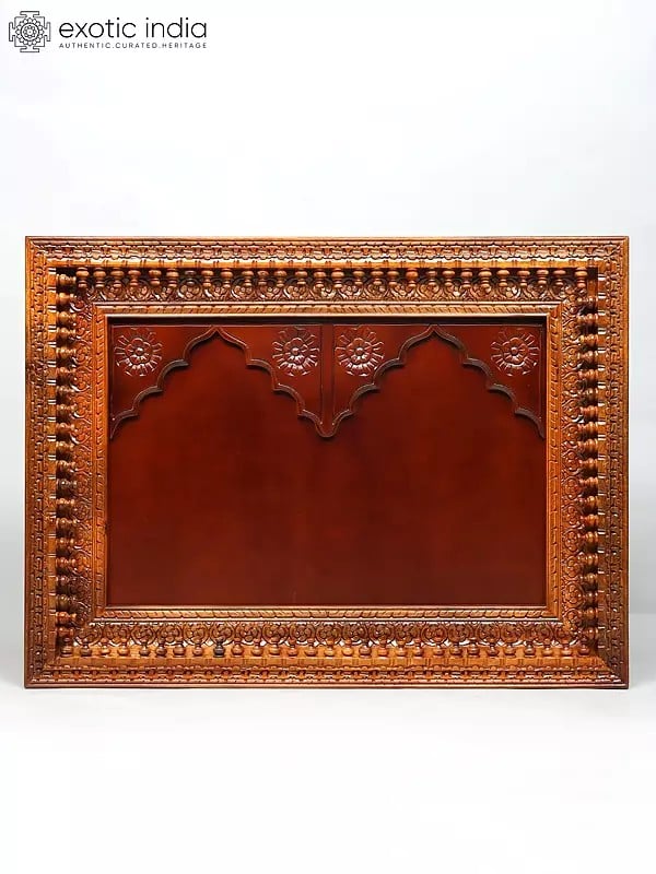 exotic india 48" Large Wood Carved Temple Design Frame | Wall Hanging