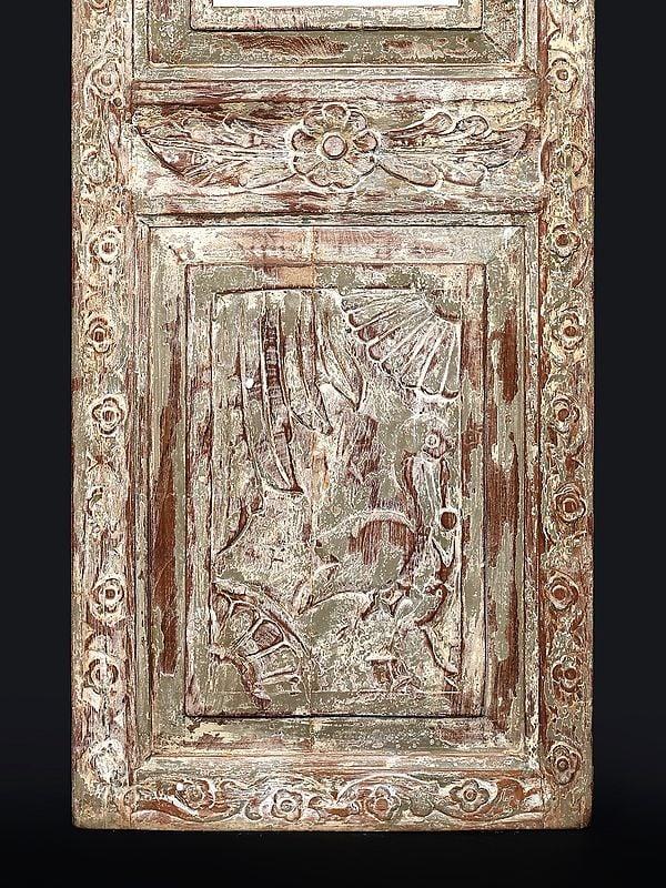 Exotic India 48" Vintage Wooden Wall Hanging With Mirror | Home Decor 