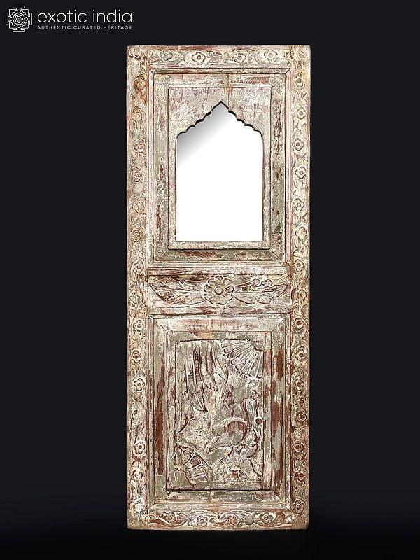 exotic india 48" Vintage Wooden Wall Hanging with Mirror | Home Decor 