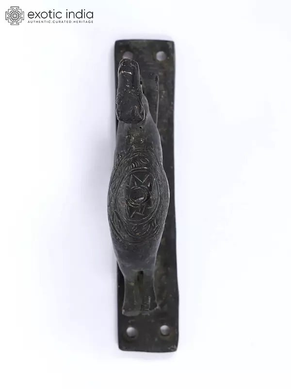 Exotic India 5" Camel Design Vintage Look Door Handle In Brass 