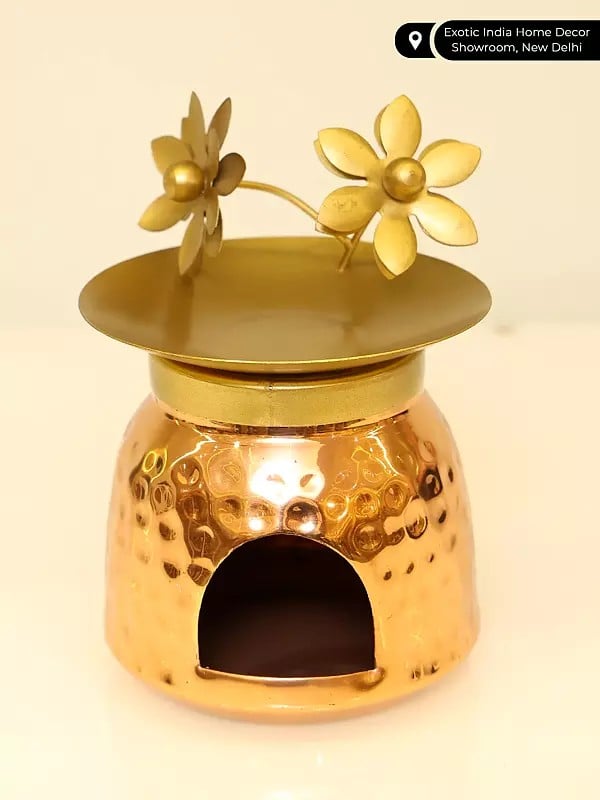 Exotic India 5" Finish Flower Design Diffuser Burner | Handmade 
