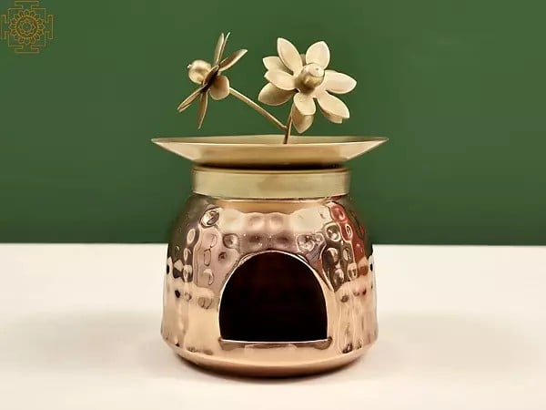 Exotic India 5" Finish Flower Design Diffuser Burner | Handmade 