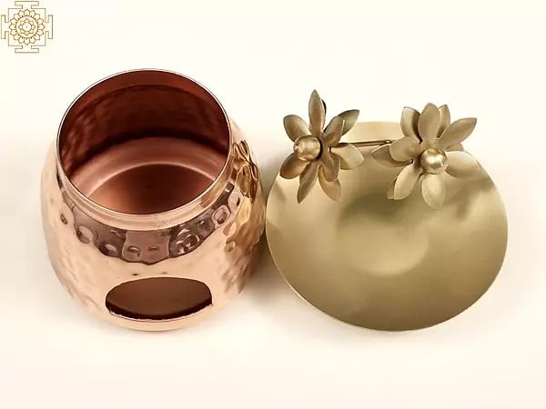Exotic India 5" Finish Flower Design Diffuser Burner | Handmade 