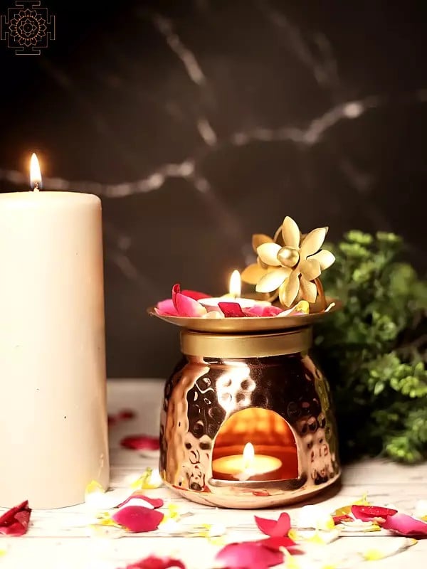 exotic india 5" Finish Flower Design Diffuser Burner | Handmade 