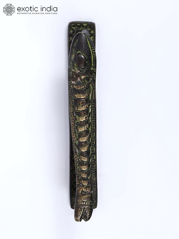 Exotic India 5" Fish Design Vintage Look Brass Door Handle 