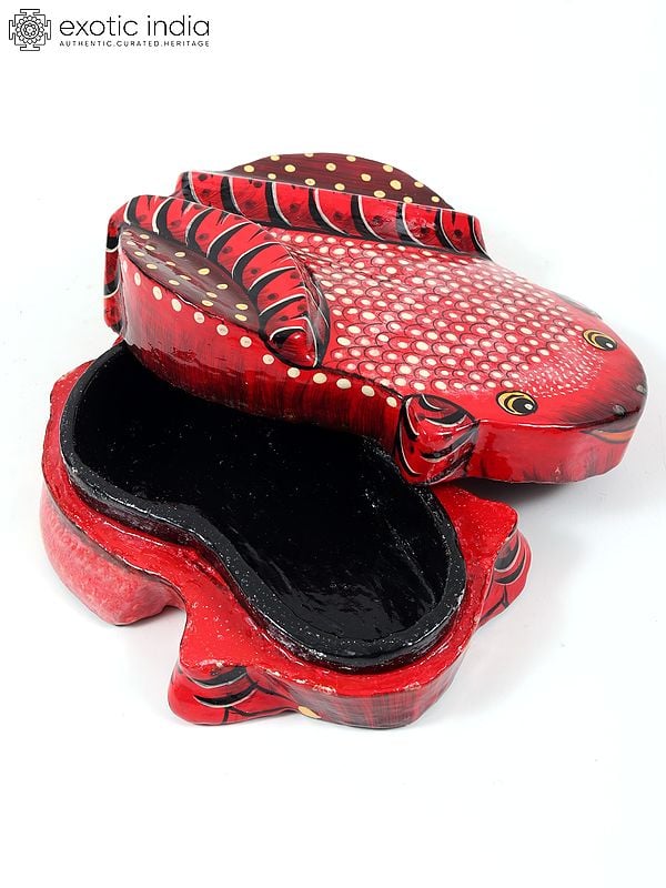 Exotic India 5" Frog Design Hand-Painted Papier Mache Box | From Kashmir 