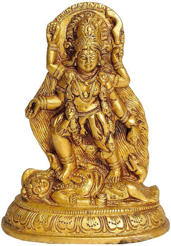 exotic india 5" Goddess Kali Brass Idol | Handmade Statues | Made in India 