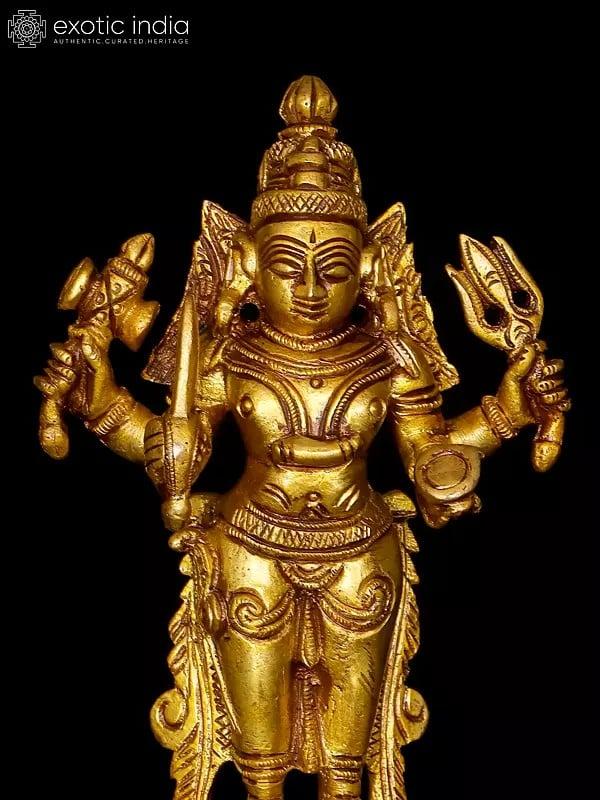Exotic India 5" Goddess Mariamman Sculpture In Brass | Handmade | Made In India 