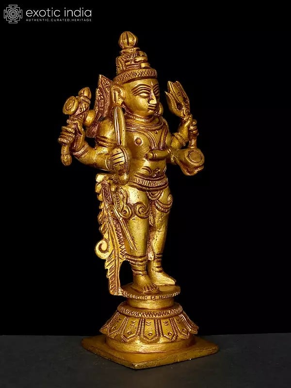 Exotic India 5" Goddess Mariamman Sculpture In Brass | Handmade | Made In India 
