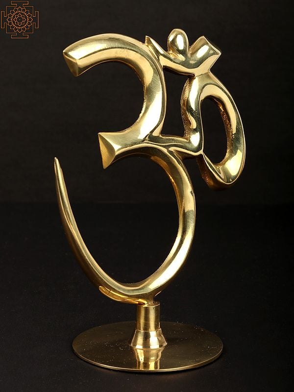 Exotic India 5" Om (AUM) With Stand In Brass | Handmade | Made In India 