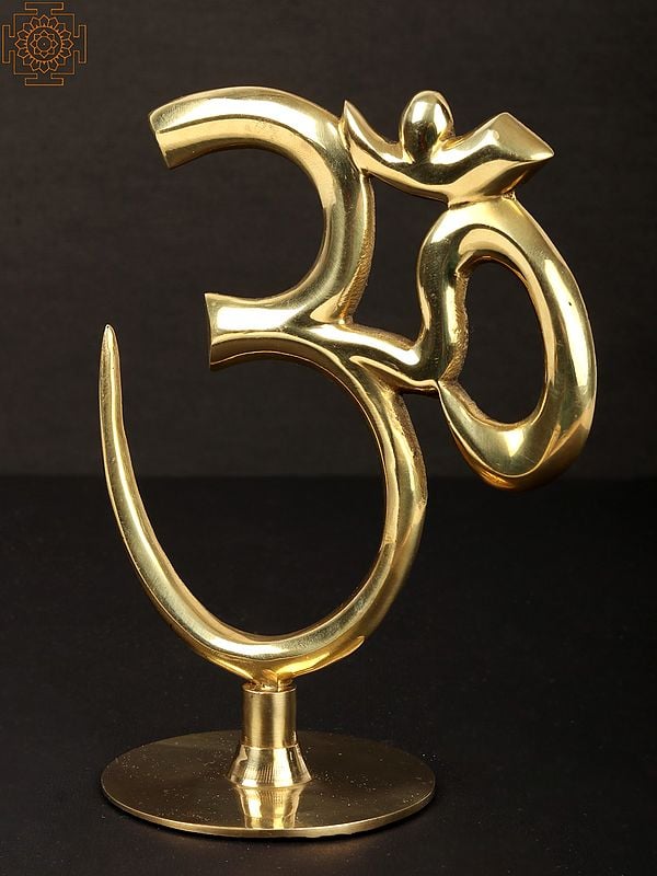 Exotic India 5" Om (AUM) With Stand In Brass | Handmade | Made In India 