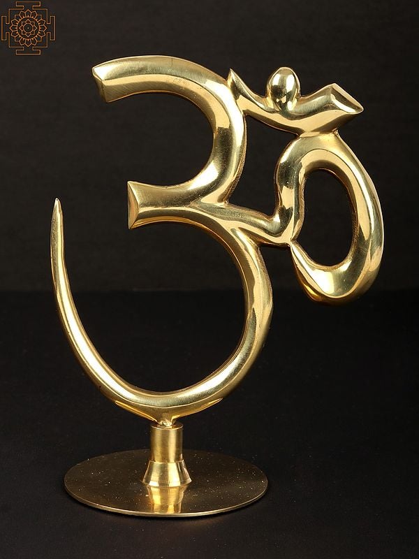 exotic india 5" Om (AUM) with Stand In Brass | Handmade | Made In India 