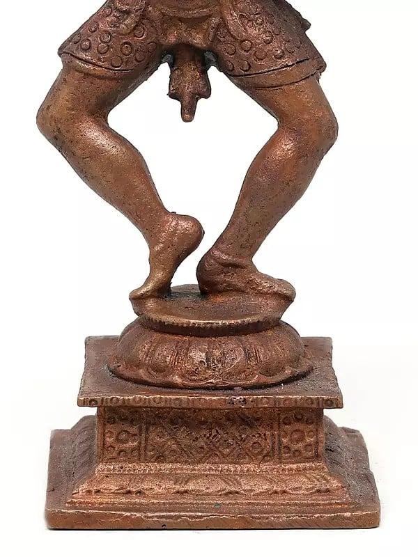 Exotic India 5" Small Dancing Lord Shiva | Copper Statue 