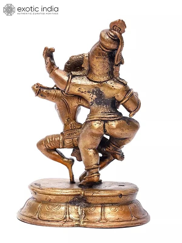 Exotic India 5" Small Dancing Radha Krishna | Copper Statue 