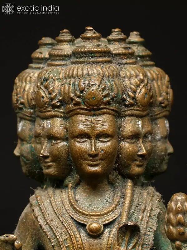 Exotic India 5" Small Five Headed Lord Vishwakarma | Madhuchista Vidhana (Lost-Wax) | Panchaloha Bronze From Swamimalai 