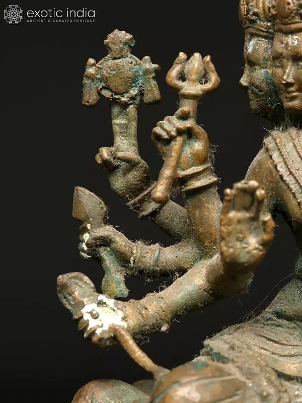 Exotic India 5" Small Five Headed Lord Vishwakarma | Madhuchista Vidhana (Lost-Wax) | Panchaloha Bronze From Swamimalai 