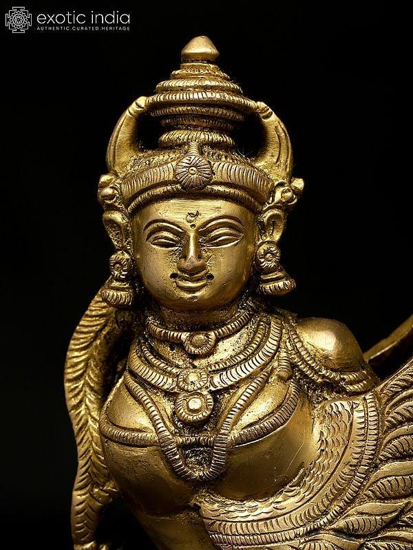 Exotic India 5" Small Kamadhenu Cow | Brass Statue | Made In India 