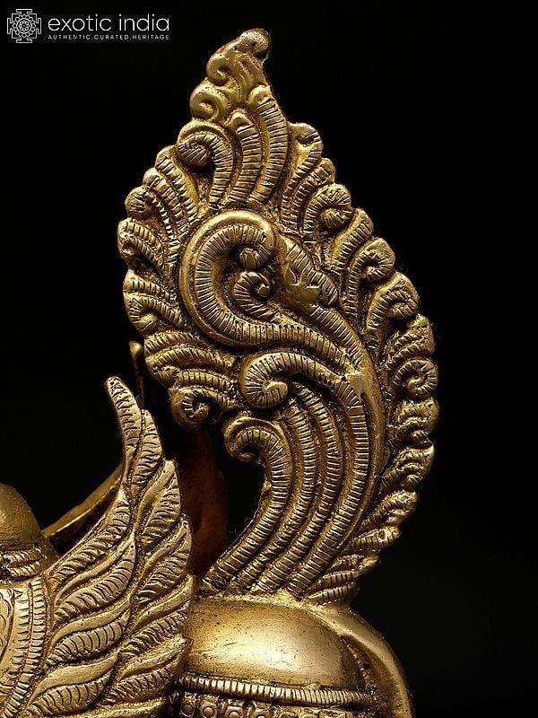 Exotic India 5" Small Kamadhenu Cow | Brass Statue | Made In India 