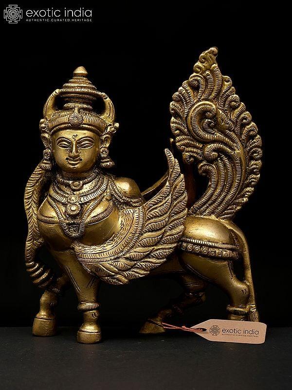 exotic india 5" Small Kamadhenu Cow | Brass Statue | Made In India 