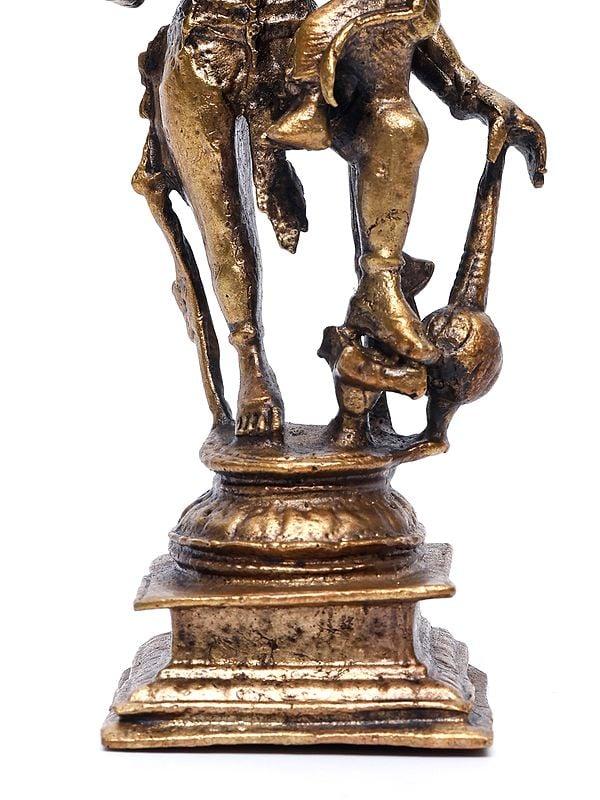 Exotic India 5" Small Lord Varaha With Devi Lakshmi | Copper Statue 