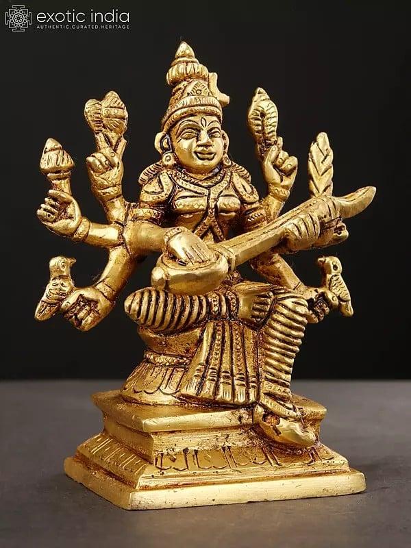 Exotic India 5" Small Mahavidya Matangi Brass Statue 