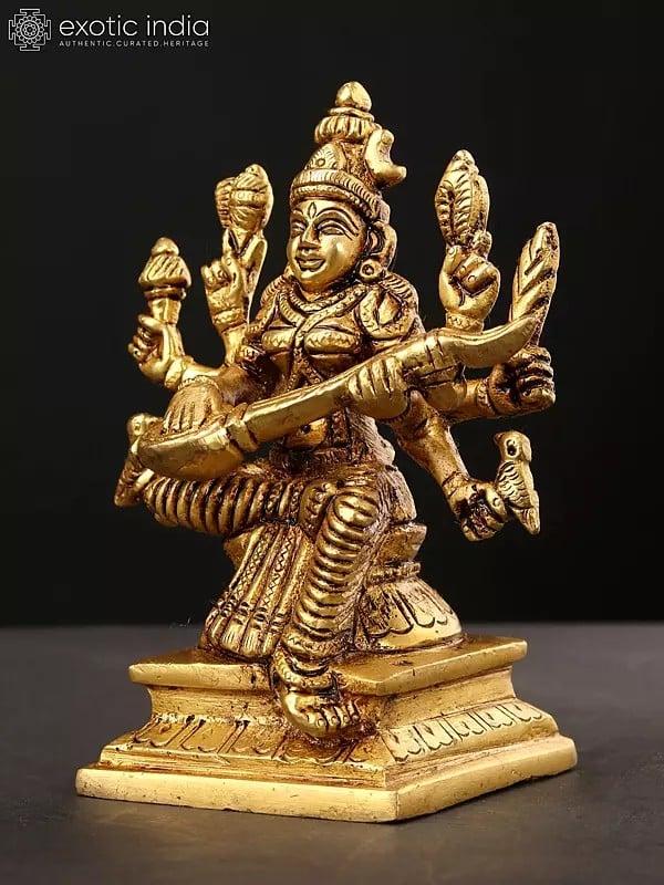 Exotic India 5" Small Mahavidya Matangi Brass Statue 