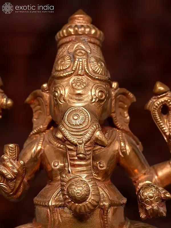 Exotic India 5" Small Sitting Bhagawan Ganesha | Bronze Idol 