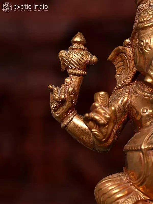 Exotic India 5" Small Sitting Bhagawan Ganesha | Bronze Idol 