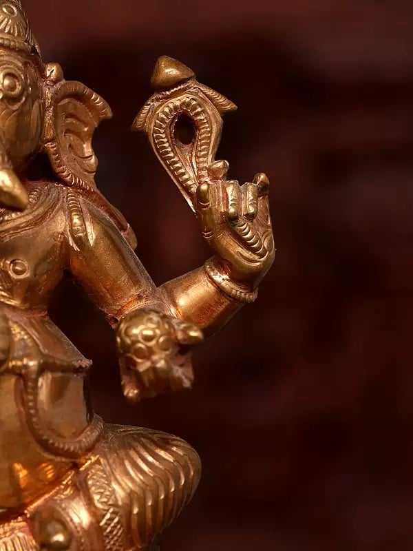 Exotic India 5" Small Sitting Bhagawan Ganesha | Bronze Idol 