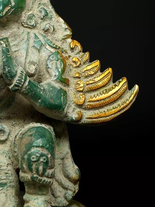 Exotic India 5" Small Sitting Garuda In Namaskar Mudra | Brass Statue 